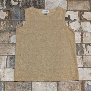 Bob Mackie Women’s Medium Gold Tank Top - Metallic Sparkle Shell